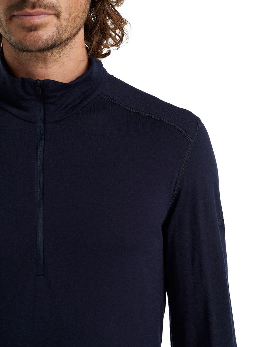 Base Layers Icebreaker Merino 200 Oasis Long Sleeve Half Zip Thermal Top Homme Bleu Marine | FR 1359OKIR